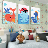 美式卡通装饰画男孩儿童房卧室床头壁画墙画餐厅挂画幼儿园无框画