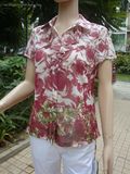 朵帕品牌折扣伊品煖夏季中老年妈妈女装中年大码正品红色短袖衬衫