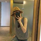 2016夏季女装新款韩国宽松显瘦时尚条纹外穿无袖背心t恤女上衣潮