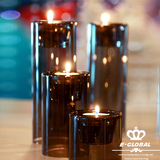 包邮欧式西餐浪漫玻璃蜡烛台烛光晚餐餐桌摆件创意婚庆道具装饰品