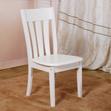 实木欧式地中海白色象牙白烤漆简约现代全实木餐椅家用特价包邮凳