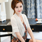 2016夏季新款韩版女装短袖开衫外搭短款薄款外套中袖雪纺小披肩