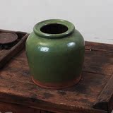 晚清 民国 老罐子 绿釉紫砂罐 宜兴老花盆 老陶器 老物件 老绿罐