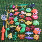 钓鱼玩具\磁性儿童钓38条双面立体大鱼2鱼竿1网兜\小猫钓鱼散装鱼