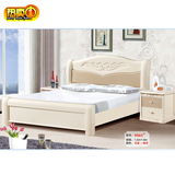 现代橡木实木烤漆床 象牙白色烤漆床 大款高箱储物床1.8米双人床