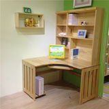 深圳广州定做定制全实木松木家具电脑桌转角书桌带书架书柜写字台