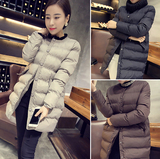 2016冬季新款韩版圆领中长款修身棉袄女款显瘦羽绒棉衣棉服外套