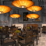 东南亚实木飞碟木皮灯创意中式餐厅客厅酒店卧室会所简约圆形灯具
