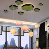 新中式吊灯创意餐厅客厅茶楼走廊过道玄关美容院特色莲花荷花灯具