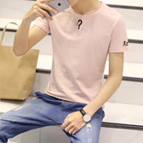 夏季新款男士短袖T恤男生圆领体恤青少年韩版修身潮流情侣装衣服