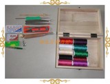 全国包邮十字绣工具盒 天然木材针线盒收纳盒 手缝盒针线包10色