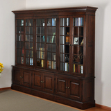 定制美式乡村红橡木家具卧室书房实木 美式家具书橱柜 组合书柜