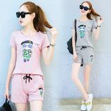 夏天韩版学生少女女装时尚气质短裤衣服潮夏季运动休闲套装两件套