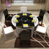 客厅可伸缩餐桌 饭桌 钢化玻璃餐桌 烤漆餐桌 现代简约餐厅桌子