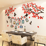 创意照片3d亚克力立体墙贴餐厅客厅背景小鸟树木墙面装饰创意画贴