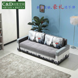小户型多功能布艺储物沙发床1.8米可折叠宜家推拉布艺沙发床1.5米