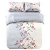 韩式古典中式床单四件套 全棉女生床上用四件套床单被套蓝色泗