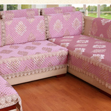 夏天防滑沙发垫布艺四季组合沙发套罩夏季沙发巾全盖布粉色铎欧式