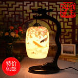 中国景德镇复古典薄胎陶瓷灯中式简约创意卧室床头手绘台灯具人物