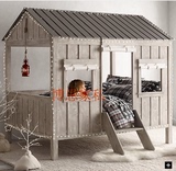 厂家直销美式橡木儿童小屋床 欧式实木复古房子床 公主床定制