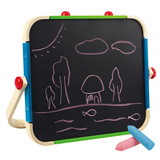德国Hape儿童画板 双面磁性多功能画架黑板 儿童画画写字白板3岁