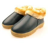 冬季真皮棉鞋包跟女加厚底绵羊皮居家保暖棉拖鞋中老年男士皮拖鞋