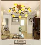 简欧式田园客厅主卧室吸顶灯具温馨房间浪漫铁艺家用韩式花草灯饰