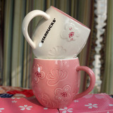 正品星巴克樱花马克杯桃花骨瓷带盖勺陶瓷咖啡杯欧式简约办公茶具