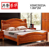 中式1.5 1.8 2.0m实木床 简约现代 橡木床小户型床橡木床含床板