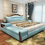 榻榻米皮床 真皮床双人床1.5 1.8米简约现代欧式卧室家具储物床