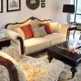 美式实木沙发组合客厅1+2+3欧式地中海布艺沙发三人北欧大厅家具