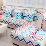 北欧宜家几何条纹沙发垫棉麻布艺老式组合美式沙发巾坐垫子夏防滑