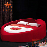 促销公主床榻榻米心形布艺现代酒店宾馆圆床2米双人床红色结婚床