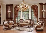 贵族高档真皮组合家具 欧式实木别墅古典沙发 皮配布美式客厅座椅