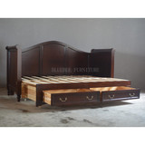 美式乡村新古典风格家具定制次卧客厅纯全实木两用推拉沙发床A203