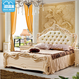 法式床1.8米双人床 欧式公主真皮床 田园卧室家具雕花婚床实木床