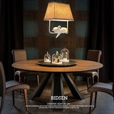 美式实木餐桌椅组合欧式西餐厅铁艺吃饭桌子北欧咖啡厅奶茶店圆桌