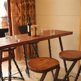 星巴克实木家具原木餐桌复古铁艺仿古休闲铁艺吧台椅咖啡餐桌椅