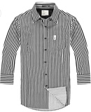 太平鸟男装  专柜正品 条纹修身尖领修身七分袖衬衫B1CA41417
