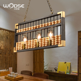 中式复古铁艺咖啡厅餐厅木艺创意个性设计收银台金算盘工业吊灯