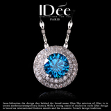 法国IDee蓝宝石925银项链女 时尚水晶吊坠 银饰品 创意生日礼物