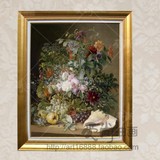 欧式客厅 有框画 花卉油画  高档框餐厅装饰画 水果静物油画喷绘