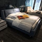 布艺床布床双人床婚床简约现代可拆洗1.8米储物软床卧室住宅家具
