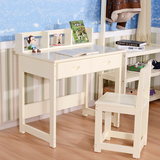 实木书桌白色儿童学习桌简约美式写字桌椅子组合木学生课桌写字台