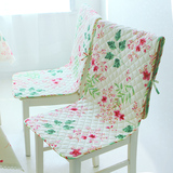 欧式田园纯棉印花薄款椅垫布艺绗缝带收纳袋餐椅垫办公椅垫方坐垫