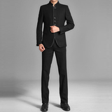韩版修身男民族服装中国传统服装加厚中山装唐装黑色外套