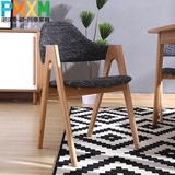 北欧实木布艺餐椅 简约现代白橡木椅子 小户型创意休闲设计师椅