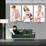 性感美女 现代装饰画 沙发背景墙画 卧室无框画抽象 客厅三联画