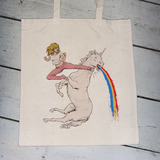 独角兽unicorn 彩虹原宿 帆布包 独立文艺复古手提单肩环保购物袋