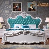 圣帝雅 欧式实木床 1.8米双人床 法式皮艺公主婚床橡木卧室家具